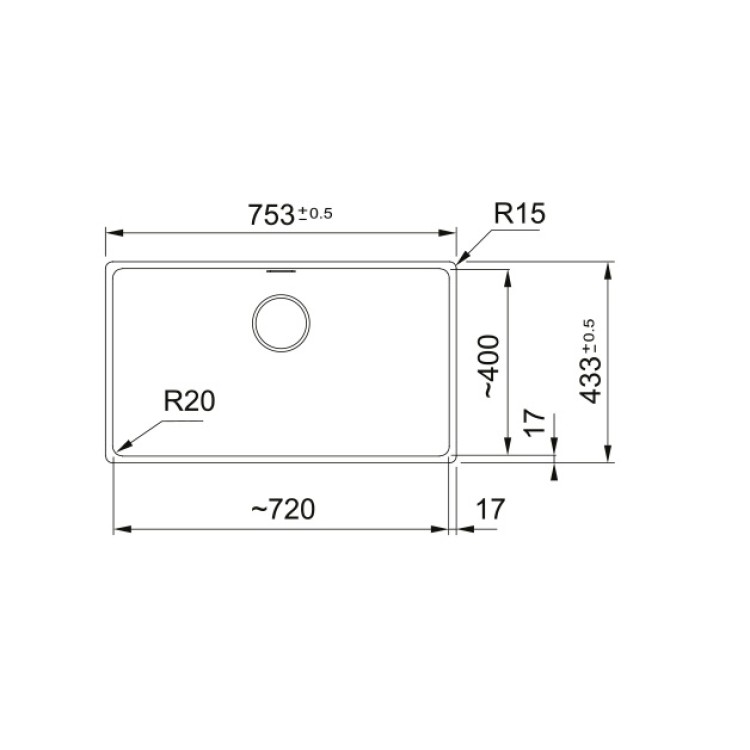 Virtuves izlietne FRANKE līdzeni montējama MARIS 75.3x43,3 cm, MRG 210-72  135.0683.046