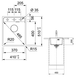 Virtuves izlietne FRANKE MARIS 41x51 cm Manual, MRG 610-37 A 114.0715.522