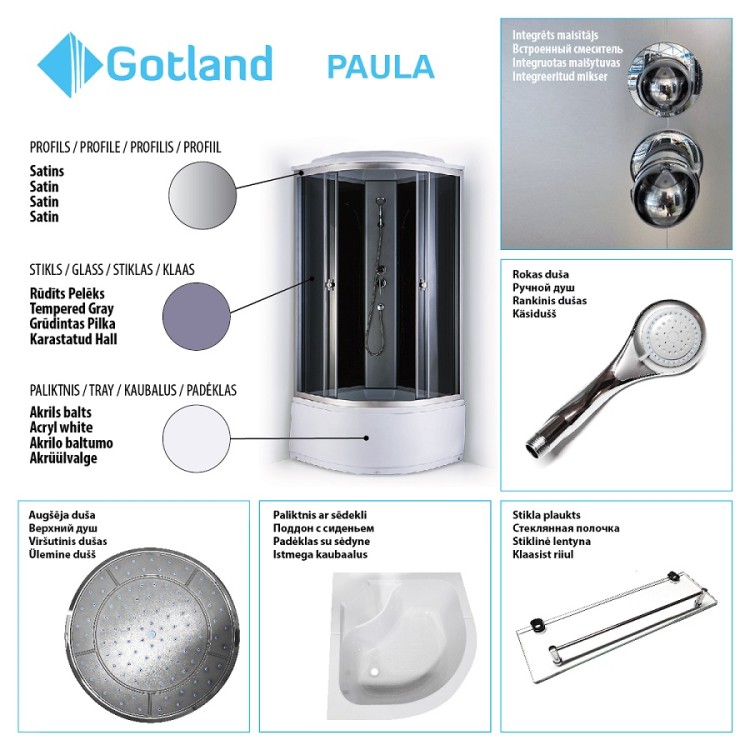 Dušas kabīne GOTLAND Paula 80x80x215cm