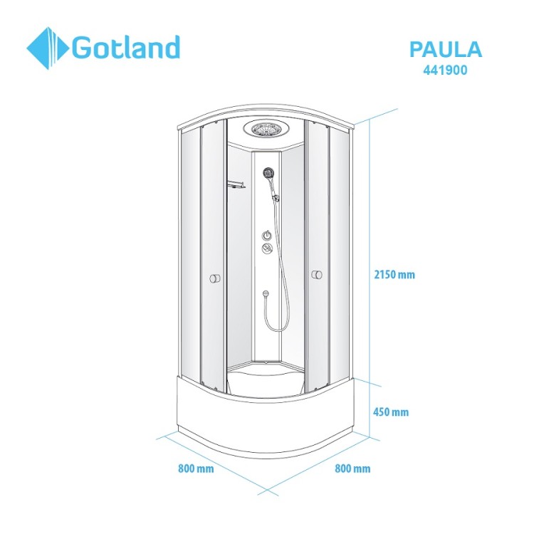 Dušas kabīne GOTLAND Paula 80x80x215cm