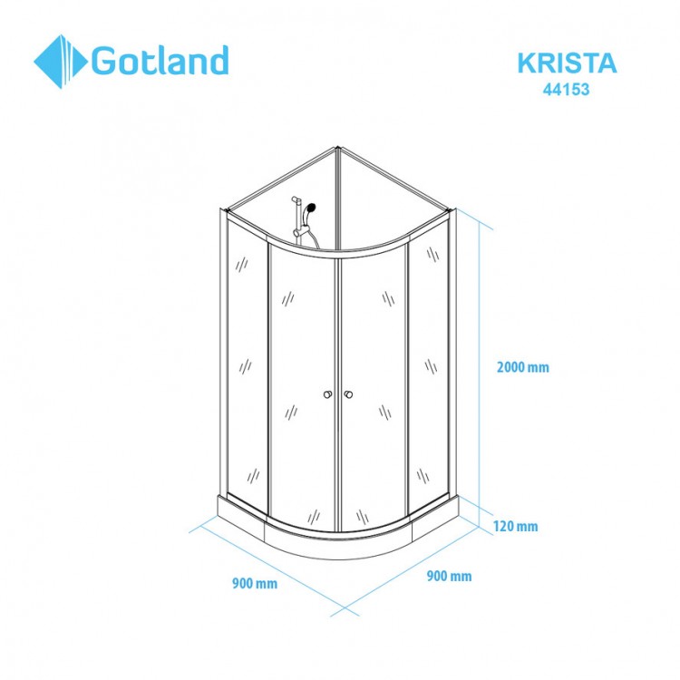 Dušas kabīne Gotland  KRISTA 90x90cm ar paliktni, 44153