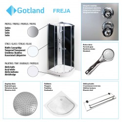 Masāžas dušas kabīne Gotland FREJA 80x80cm ar paliktni, 441500