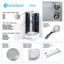 Masāžas dušas kabīne Gotland VIVA  80x80cm ar paliktni, 441510