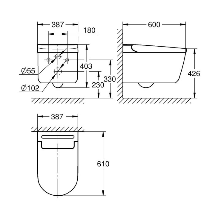 Tualetes pods Grohe Essence Rimless WC, stiprināms uz grīdas 3957300H Tualetes pods Grohe Essence Rimless WC, stiprināms uz grīdas 3957300H