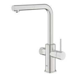 Virtuves izlietnes maisītājs ar izvelkamu izteku Grohe Blue Pure Minta, tērauds 30590DC0