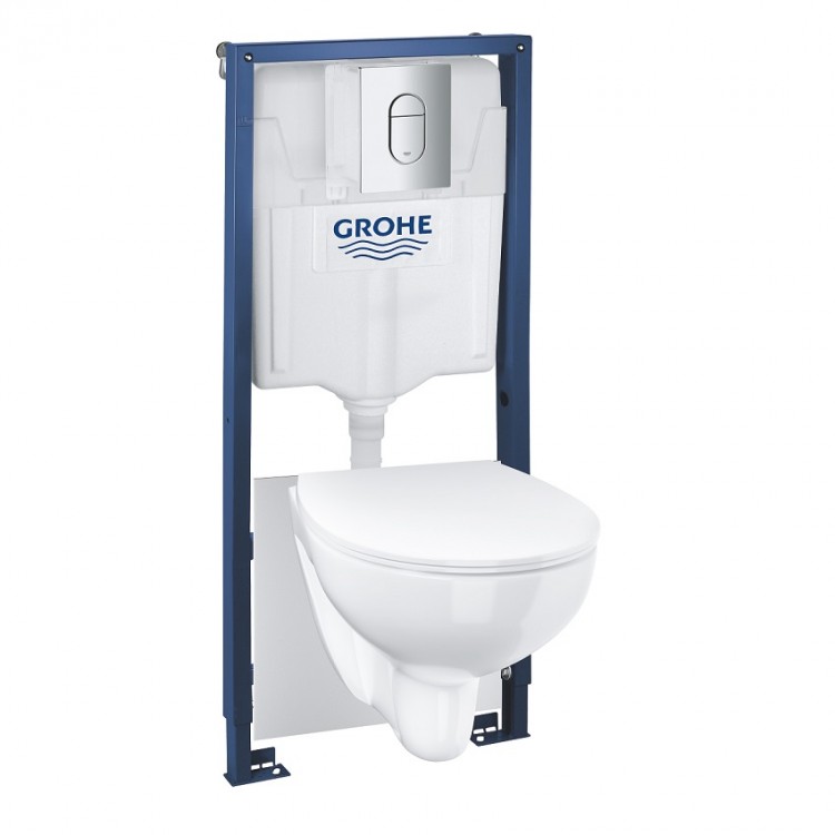 Komplekts Grohe Bau Rimless WC+vāks+rāmis Rapid SL+poga, 39902000