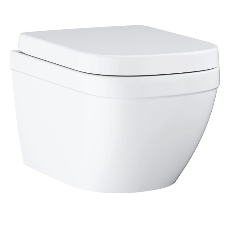 Tualetes pods piekaramais Grohe Euro Ceramic Rimless Triple Vortex ar Soft Close vāku, 39554000