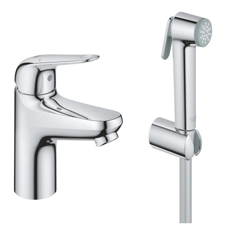 Izlietnes maisītājs ar bidetta rokas dušu Grohe Euroeco, hroms 24264001