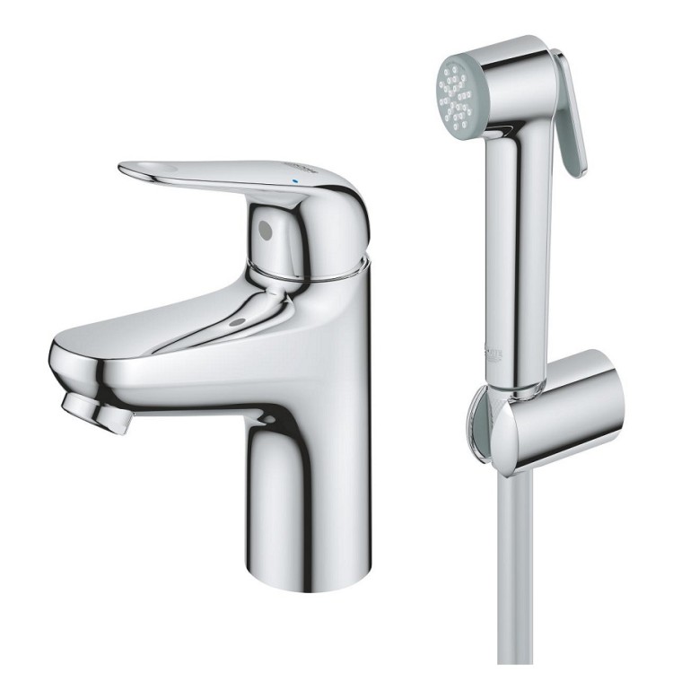 Izlietnes maisītājs ar bidetta rokas dušu Grohe Euroeco, hroms 24264001