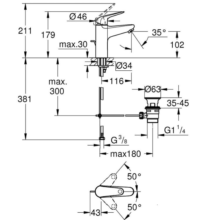 Maisītāju komplekts Grohe Euroeco, hroms 10017800