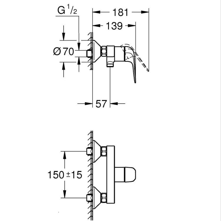 Dušas maisītājs Grohe Euroeco, hroms 32740001