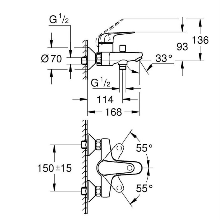 Maisītāju komplekts Grohe Euroeco, hroms 10017800