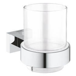 Glāze ar turētāju Grohe Essentials Cube, hroms