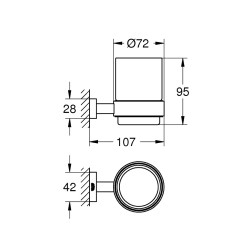 Glāze ar turētāju Grohe Essentials Cube, hroms