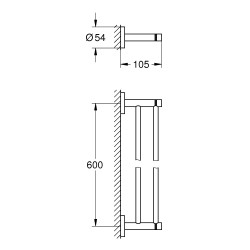 Dvieļu turētājs dubultais Grohe Essentials 60 cm, hroms