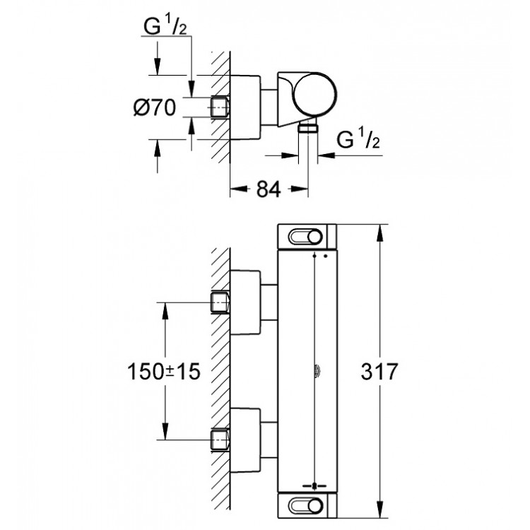Termostata dušas maisītājs Grohe GROHTHERM 2000, hroms Termostata dušas maisītājs Grohe GROHTHERM 2000, hroms