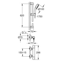 Termostata dušas maisītājs ar dušu Grohe GROHTHERM 800, 34768000