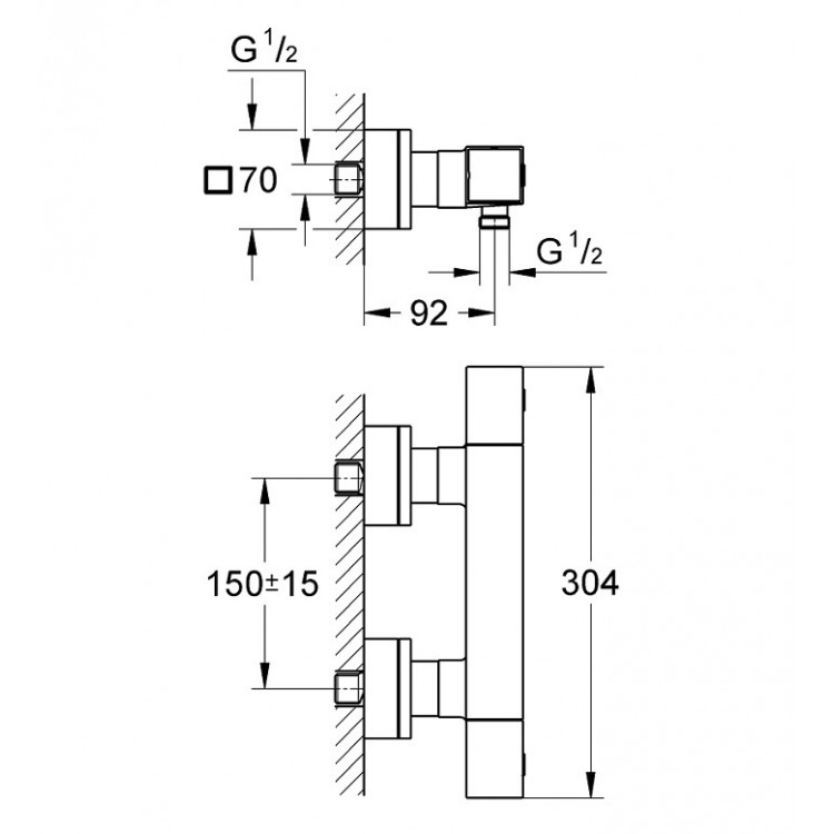 Termostata dušas maisītājs Grohe GROHTHERM Cube, hroms Termostata dušas maisītājs Grohe GROHTHERM Cube, hroms