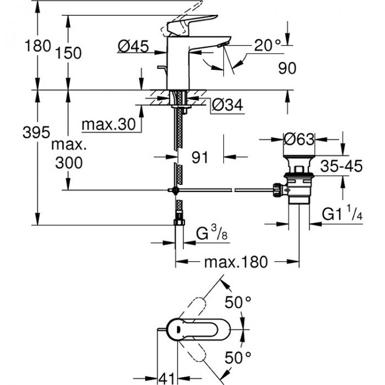 Maisītāju komplekts Grohe BauEdge, 118389 Maisītāju komplekts Grohe BauEdge, 118389