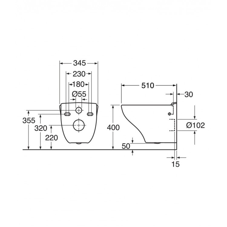 Tualetes pods piekaramais Gustavsberg Nautic 1530 ar Soft Close vāku, GB1115300R1040