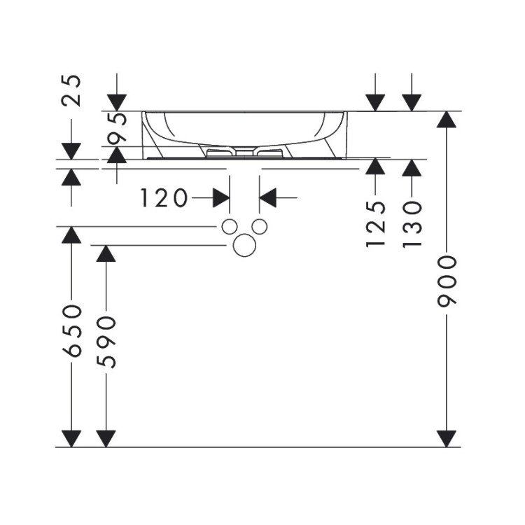 Vannas istabas uzliekamā izlietne Hansgrohe Xuniva Q 55x40cm SmartClean, 61075450