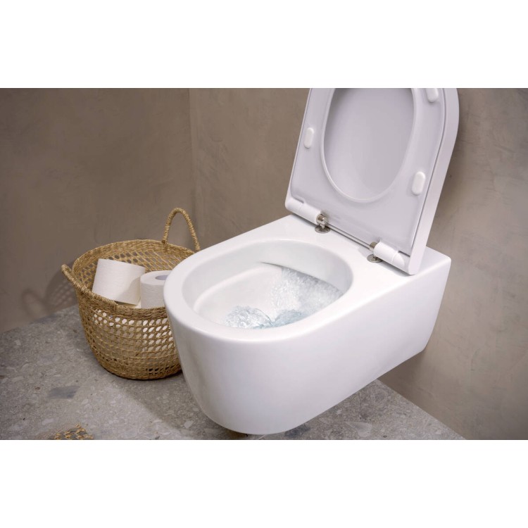 Tualetes pods piekaramais Hansgrohe EluPura S Rimless ar Soft Close vāku QR/SQ, AquaChannel Flush