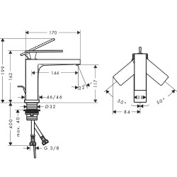 Izlietnes maisītājs Hansgrohe Tecturis E 110 ar pop-up noteces aizvaru, hroms