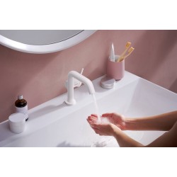 Izlietnes maisītājs Hansgrohe Tecturis S 110 ar push-open noteces aizvaru, balts matēts