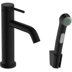 Izlietnes maisītājs ar bidetta rokas dušu Hansgrohe Tecturis S, melns matēts
