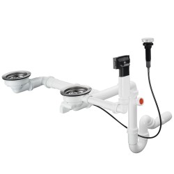 Hansgrohe Dubultās virtuves izlietnes sifons ar pārplūdi un Pop-Up izplūdi D17-11