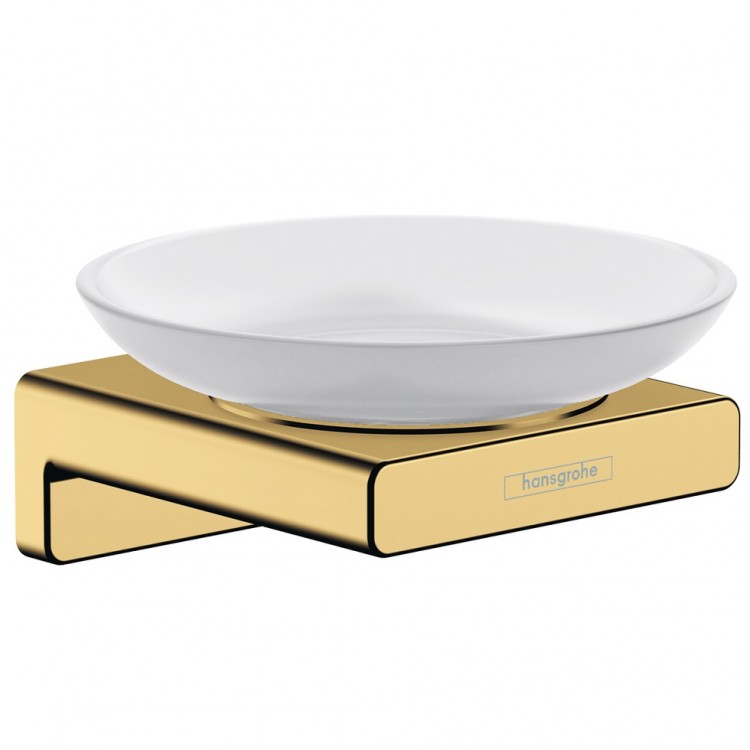 Ziepju trauks ar turētāju Hansgrohe AddStoris, pulēts zelts