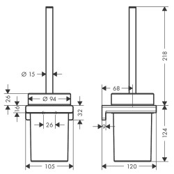 Tualetes birste ar turētāju Hansgrohe AddStoris, balts matēts