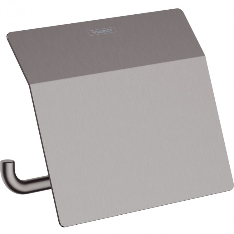 Tualetes papīra turētājs Hansgrohe AddStoris ar pārsegu, melns matēts hroms