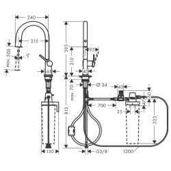 Virtuves izlietnes maisītājs ar filtrēšanas sistēmu 210 un izvelkamu izteku Hansgrohe  Aqittura M91, 76803000