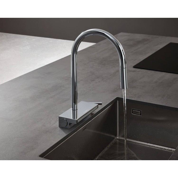 Virtuves izlietnes maisītājs ar izvelkamu izteku Hansgrohe AQUNO Select M81, melns 73831670 Virtuves izlietnes maisītājs ar izvelkamu izteku Hansgrohe AQUNO Select M81, melns 73831670