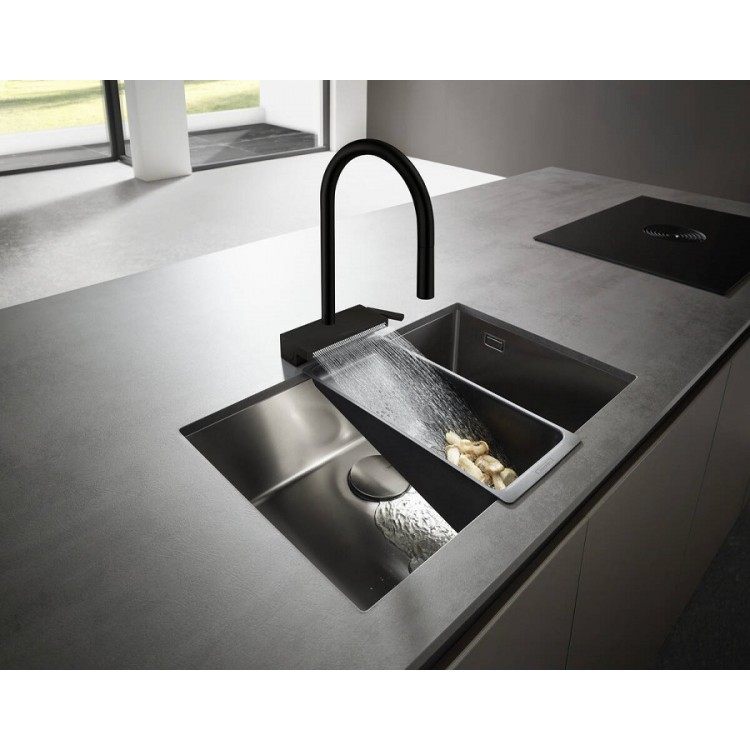 Virtuves izlietnes maisītājs ar izvelkamu izteku Hansgrohe AQUNO Select M81, melns 73831670 Virtuves izlietnes maisītājs ar izvelkamu izteku Hansgrohe AQUNO Select M81, melns 73831670