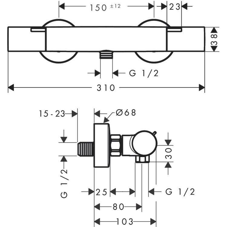 Termostata dušas maisītājs Hansgrohe Ecostat 1001 CL, hroms 13211000 Termostata dušas maisītājs Hansgrohe Ecostat 1001 CL, hroms 13211000
