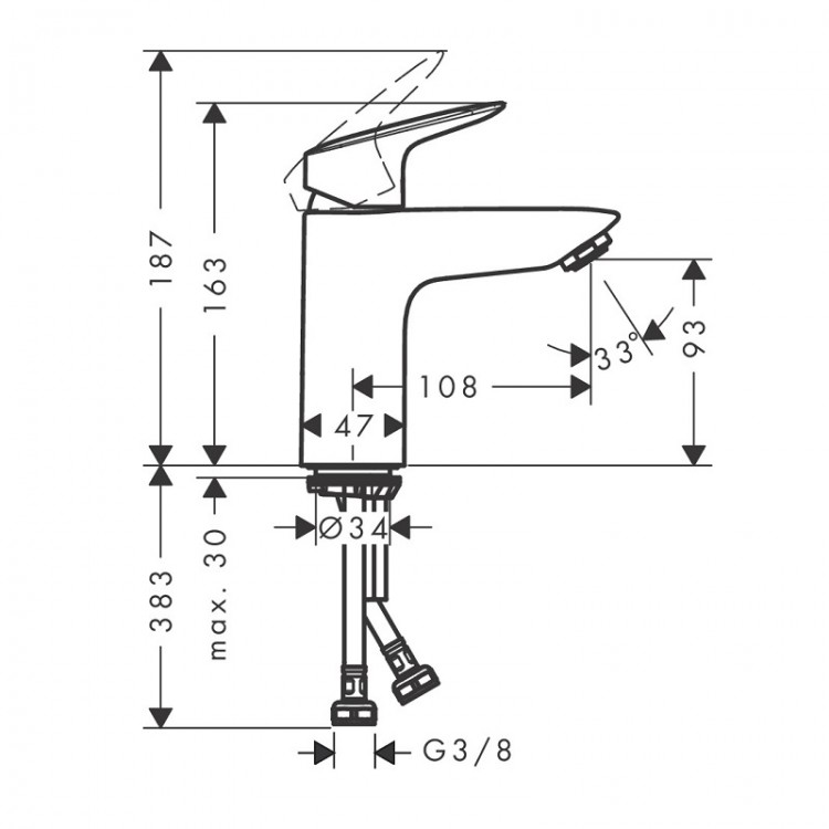 Izlietnes maisītājs Hansgrohe Logis 100, hroms 71101000