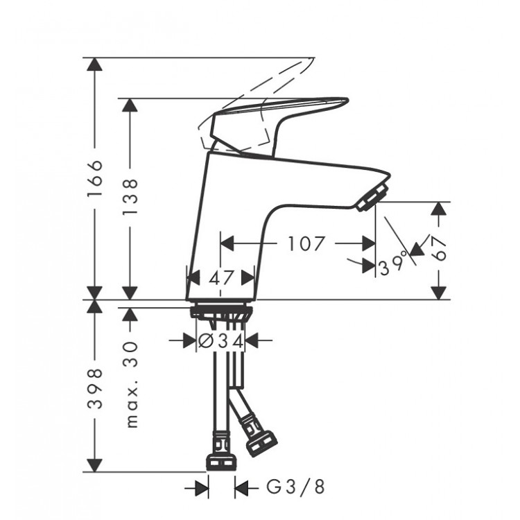 Izlietnes maisītājs Hansgrohe Logis 70, melns matēts 71071670