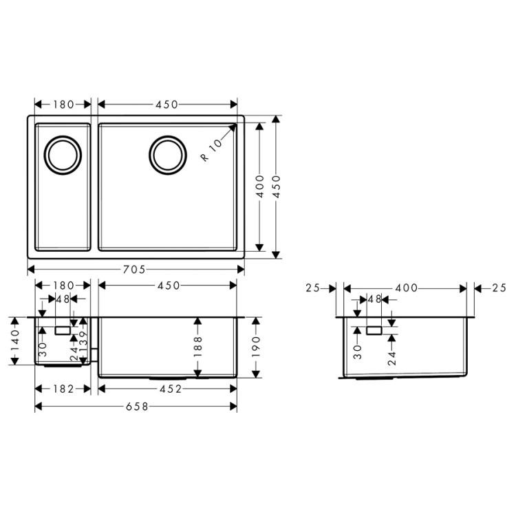 Virtuves izlietne Hansgrohe S711-F655 755x500mm, stainless steel Virtuves izlietne Hansgrohe S711-F655 755x500mm, stainless steel