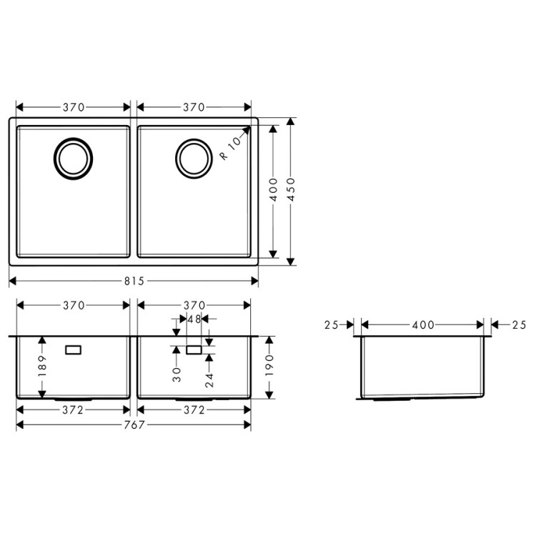 Virtuves izlietne Hansgrohe S719-U765 815x450mm, stainless steel Virtuves izlietne Hansgrohe S719-U765 815x450mm, stainless steel