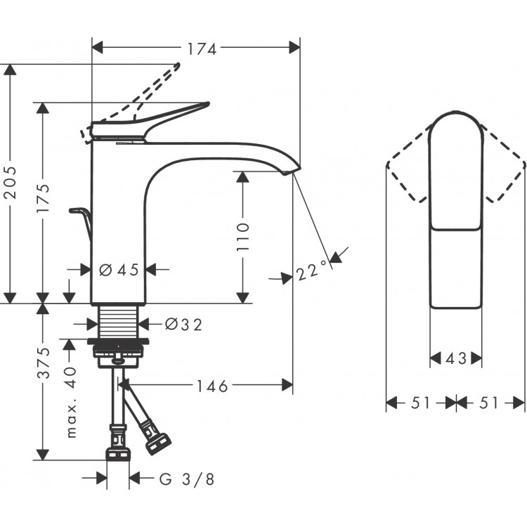 Izlietnes maisītājs Hansgrohe Vivenis Izlietnes jaucējkrāns ar korķi, 75020700 Izlietnes maisītājs Hansgrohe Vivenis Izlietnes jaucējkrāns ar korķi, 75020700