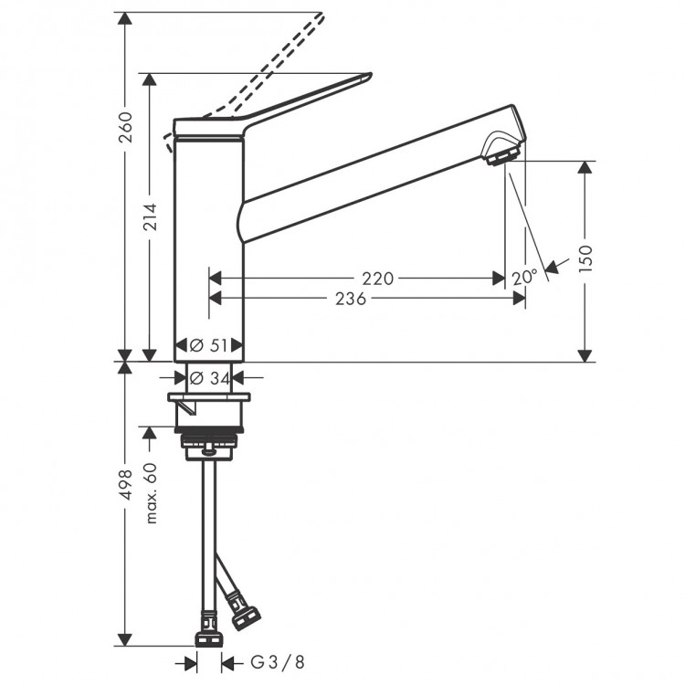 Virtuves izlietnes maisītājs Hansgrohe Zesis M33-150, 74802000
