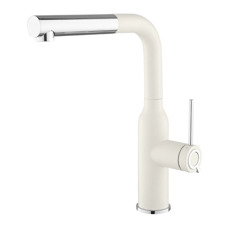 Virtuves izlietnes maisītājs granīta ar izvelkamu izteku Helika Supra, balta