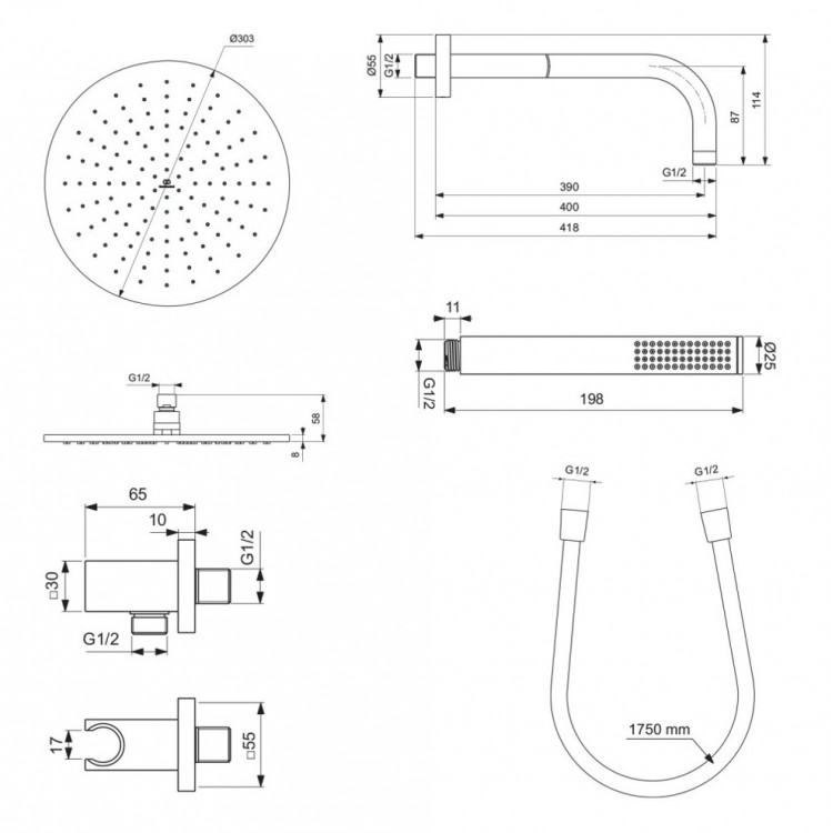 Termostata dušas sistēma iebūvējamā Ideal Standard Ceratherm Navigo, A7772AA Termostata dušas sistēma iebūvējamā Ideal Standard Ceratherm Navigo, A7772AA