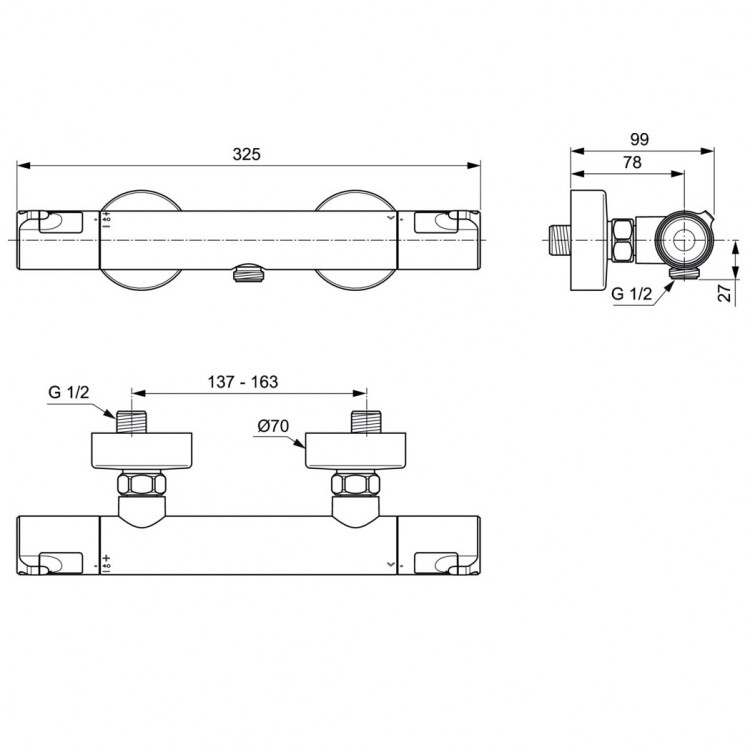 Termostata dušas maisītājs Ideal Standard Ceratherm T50, A7214AA