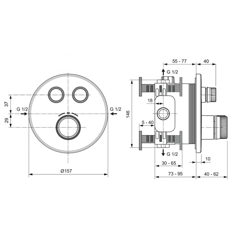 Vannas un dušas iebūvējamā termostata maisītāja dekoratīvā daļa Ideal Standard Navigo, A7296AA