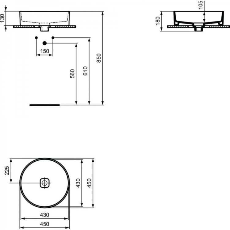 Vannas istabas uzliekamā izlietne Ideal Standard STRADA II 45x45cm, T295901 Vannas istabas uzliekamā izlietne Ideal Standard STRADA II 45x45cm, T295901