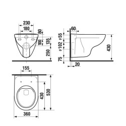 Tualetes pods piekaramais JIKA LYRA PLUS Rimless ar Soft Close vāku.
