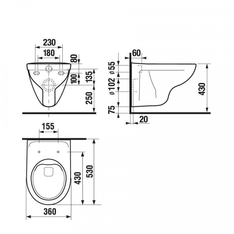 Tualetes pods piekaramais JIKA LYRA PLUS Rimless ar Soft Close vāku.